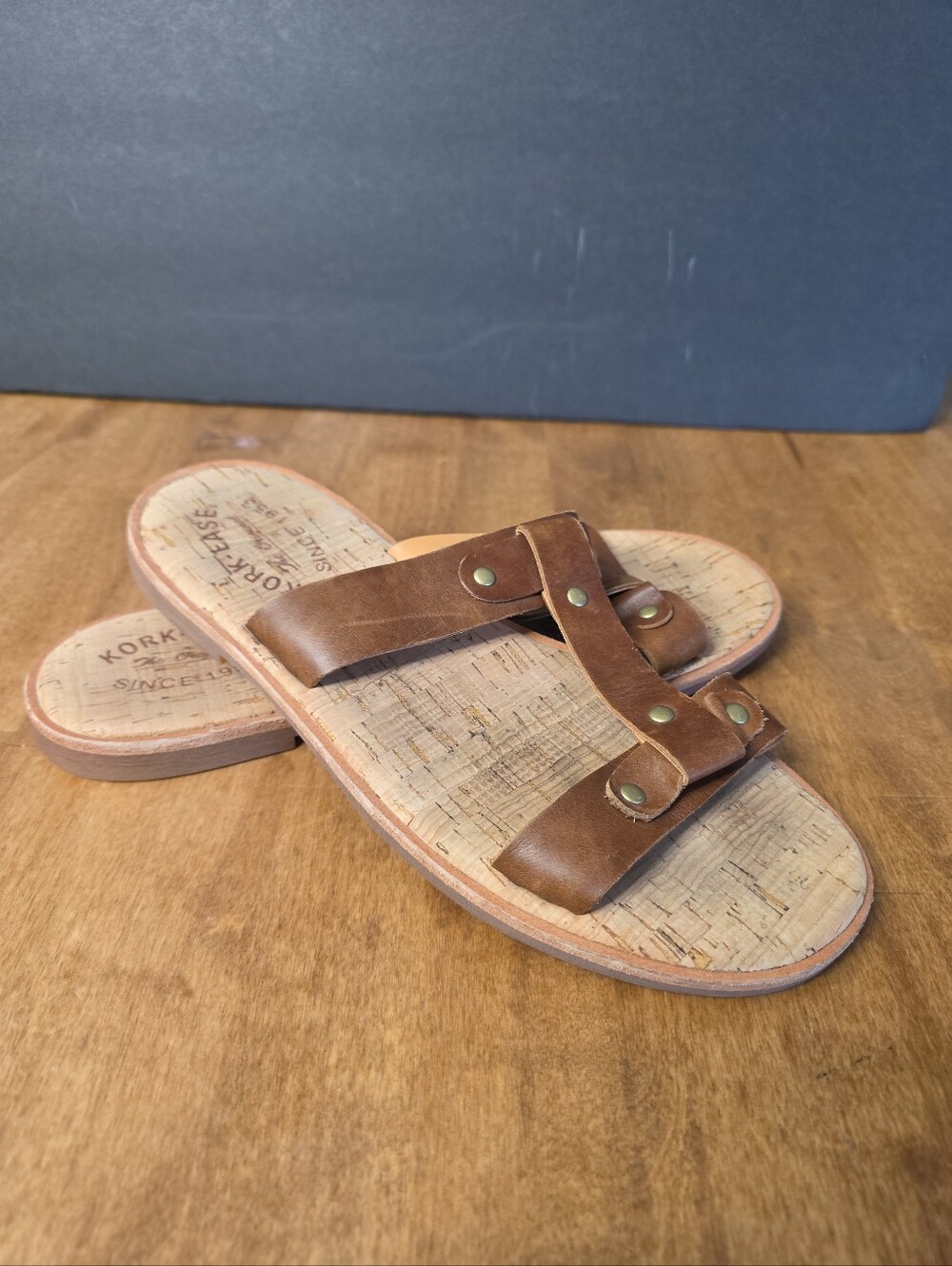 Kork-Ease Basel T- Strap Leather Sandals | Womens Size 8 | Brown